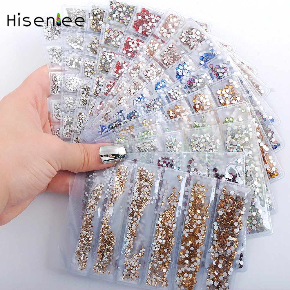 ss3 ss4 ss5 ss6 ss8 ss10 Small Sizes all 1728pcs Nails Art Crystal Glass Rhinestones For Nails 3D Nail Art Decoration Gems
