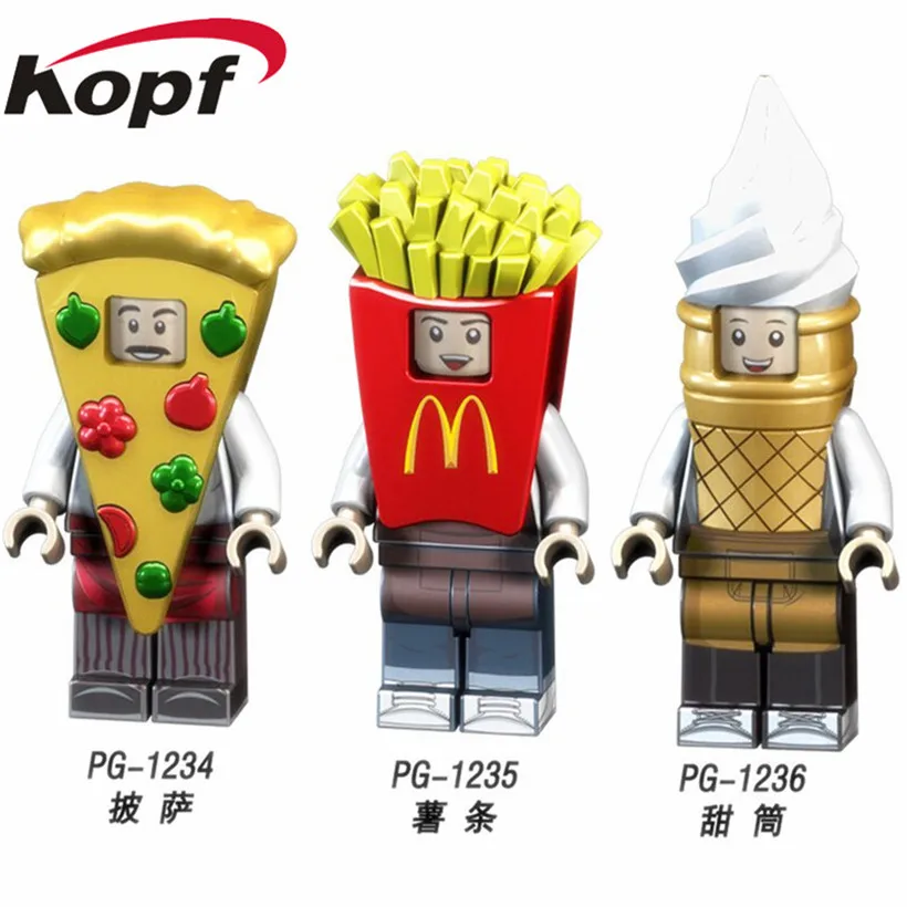 

Single Sale Building Blocks Super Heroes Fast food Series Pizza Ice Cream Fries Peanut Bricks Eduation Toys for children PG8114