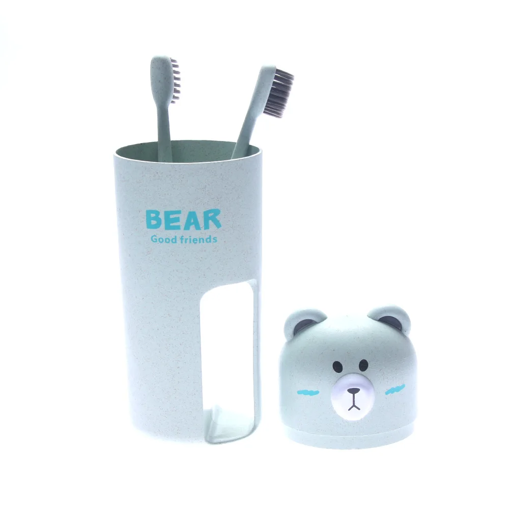 2 1 Cartoon Toothbrush Set Toothpaste Holder Wash Organizer Cup with Toothbrush Traveling Bathroom Oral Hygiene 3