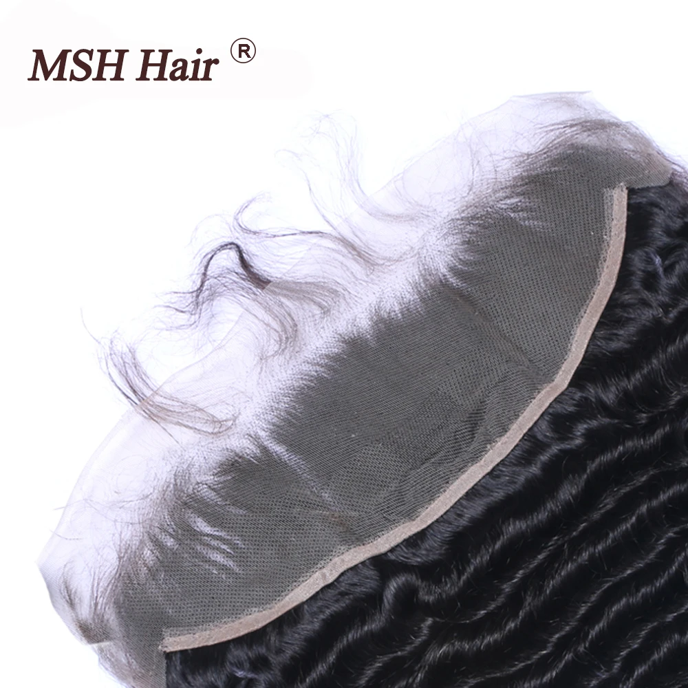 MSH Hair Malaysian Deep Wave Lace Frontal 13*4 Natural Color Ear To Ear 1 PCS 100% Human Hair Weave Non Remy Hair Extensions