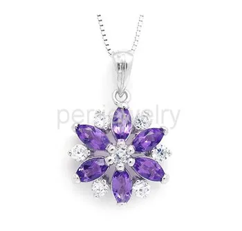 

Flower amethyst pendant Free shipping Natural and real amethyst pendant 925 sterling silver 0.15ct*6pcs gems