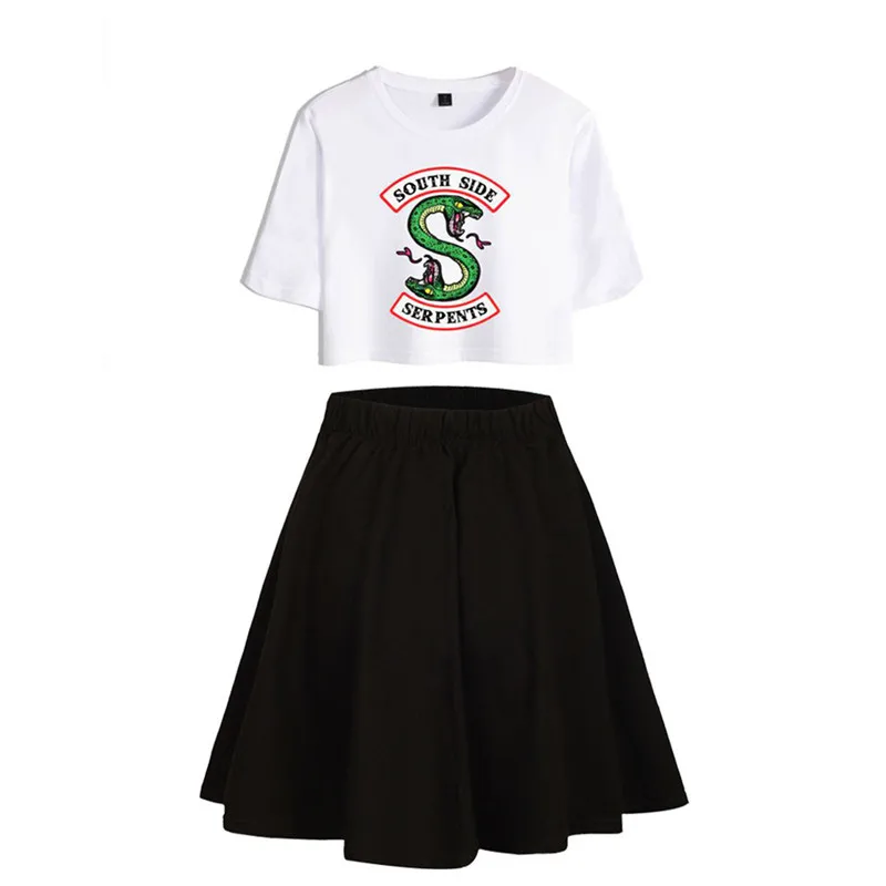 style 1 "South Side serpents" ривердейл Southside Косплэй костюм с рубашкой и юбкой платье полный комплект ривердейл Тупоголовым футболка для девочек - Цвет: style 1