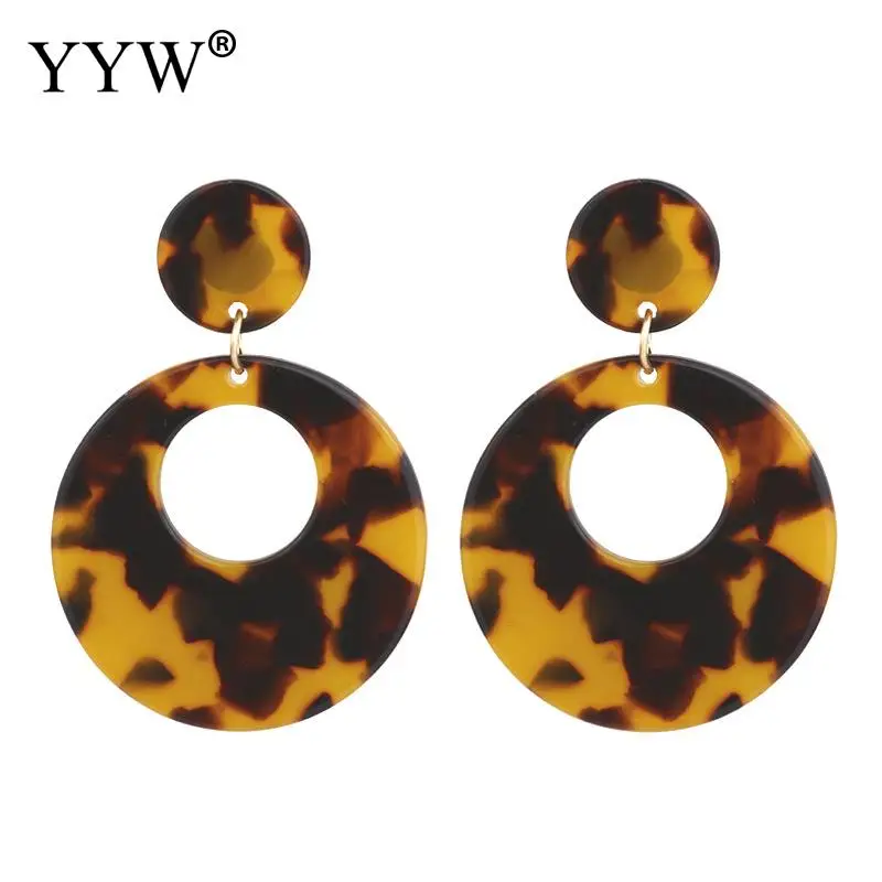 

Round Multicolor Earrings Fashion 1pair Creative Round Earrings Stainless Steel Post Pin Drop Earring Marble New Acrylic Leopard