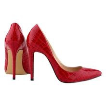 VSEN Hot Classic Fashion Women crocodile skin Pumps summer spring Pointed Toe Red Bottom High Heels Sexy Leather Women Shoes