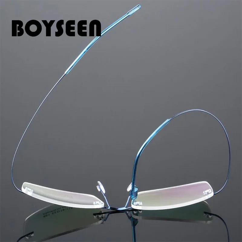 BOYSEEN, очки без оправы, мужские, титановый сплав, складные, женские, квадратные очки, ультралегкие, без оправы, очки