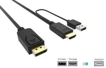 

HDMI To Displayport Cable with Usb Power Hdmi To Dp Male To Male Converter Adapter for Hdtv PC