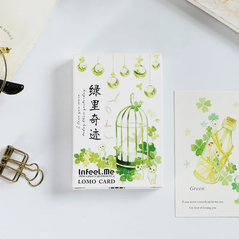 

28 Sheets/Set Creative Green Miracle Lomo Card Mini Postcard/Greeting Card/Birthday Gift Card