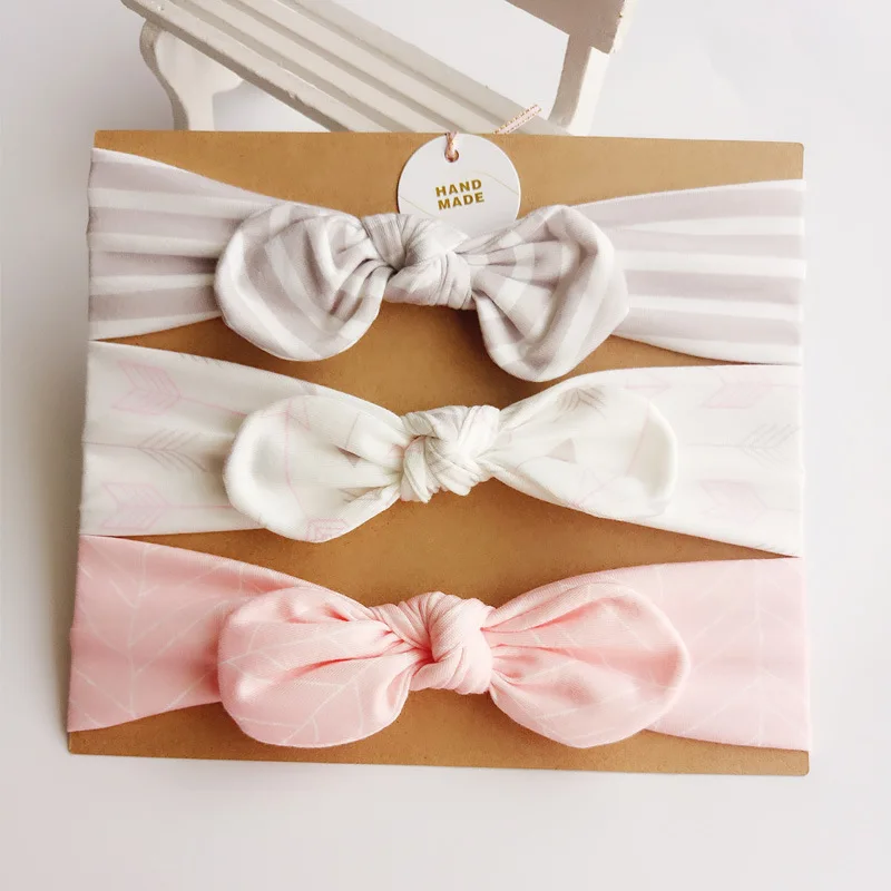 

3pcs Bunny Ear Girls Cotton Elastic Headbands Set Unicorn Flamingo Mermaid Children Turban Head Wrap Hair Accessories