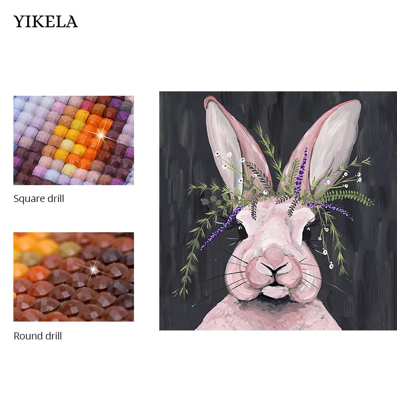 

Full Square Drill Diamond Painting Rabbits "Happy Easter"Cross Stitch Home Decoration Diamond Embroidery Cartoon Mosaic art