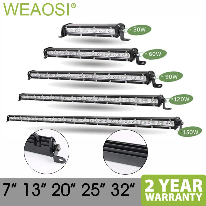 

Straight Slim LED Light Bar Single Row 7" 13" 20" 25" 32" 60W 90W 120W 150W For SUV 4X4 ATV Off Road LED Work Light