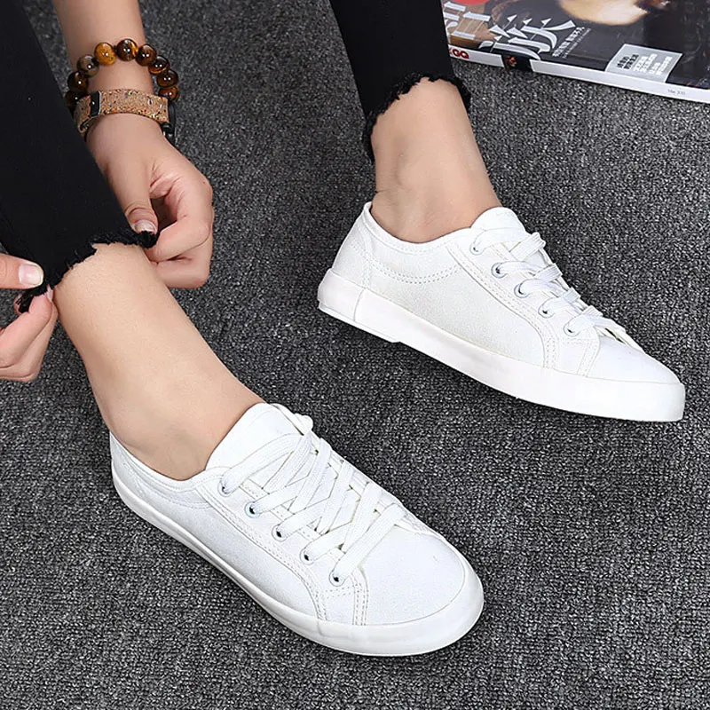 Fashion Casual Women S Vulcanize Shoes Lace Up Ladies Canvas Shoe Female Leisure Flat Footwear