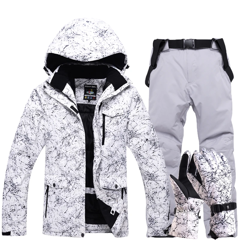 Nuevo traje de esquí grueso y cálido para hombre y mujer, guantes de esquí impermeables a prueba de viento para invierno, chaqueta de Snowboard, pantalones, traje masculino de talla grande 3XL - 3