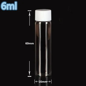 

16*60mm 6ml Mini Clear Glass Bottles With White Cap Essential Oil Tiny Glass Vials Jars Wishing Bottle Free Shipping 200pcs