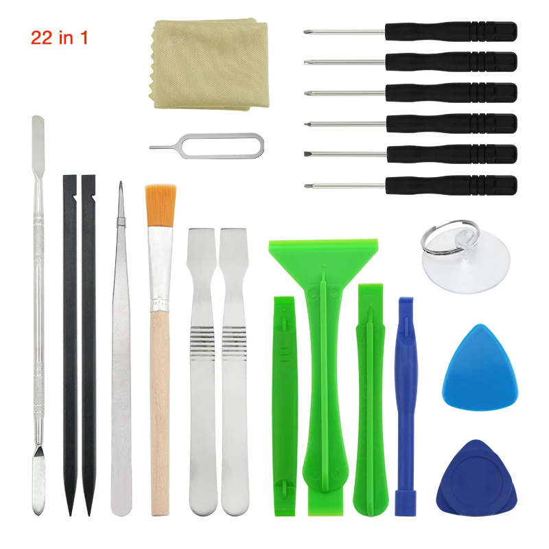 

22 in 1 Mobile Phone Repair Hand Tool Kit Screwdriver Set Tweezers Metal Plastic Spudger Pry Opening Tools