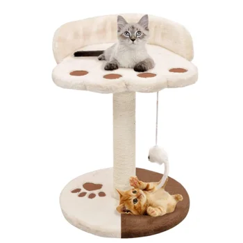 

Cat Tree with Sisal Scratching Post 40 cm Beige and Brown Cat Climbeer Frame 3 Floors a Hanging Ball Toy Entertain Relax Viewing