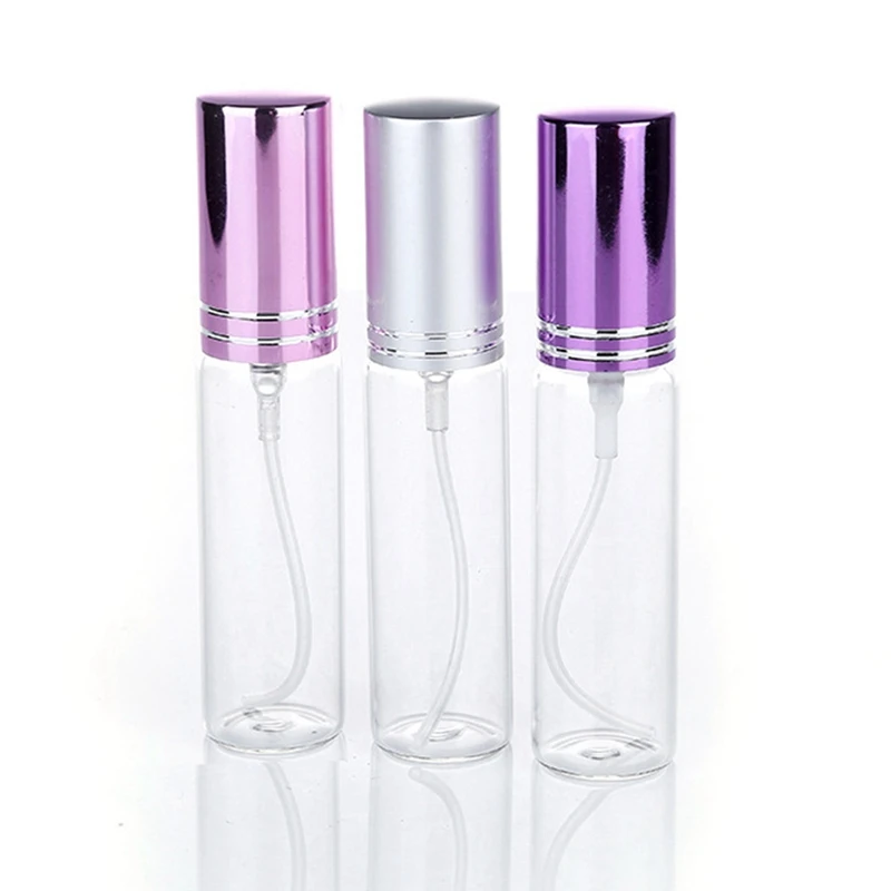5 ML 10 ML المحمولة الملونة الزجاج إعادة الملء عطر زجاجة مع رذاذ فارغة التجميل حاويات مع البخاخ للسفر