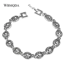 Wbmqda moda de lujo pulseras de reloj de cristal de plata antigua para mujer pulsera de encanto relojes de joyería de moda 2018 nuevo