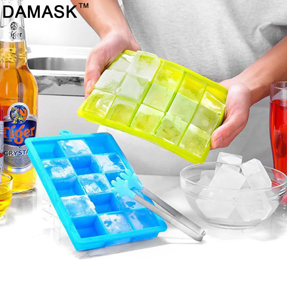 DAMASK 2 шт. Набор кубиков льда лоток силиконовый лед производитель кубиков прессформы 15 и 24 кубиков мороженое вечерние для виски, коктейлей, холодных напитков