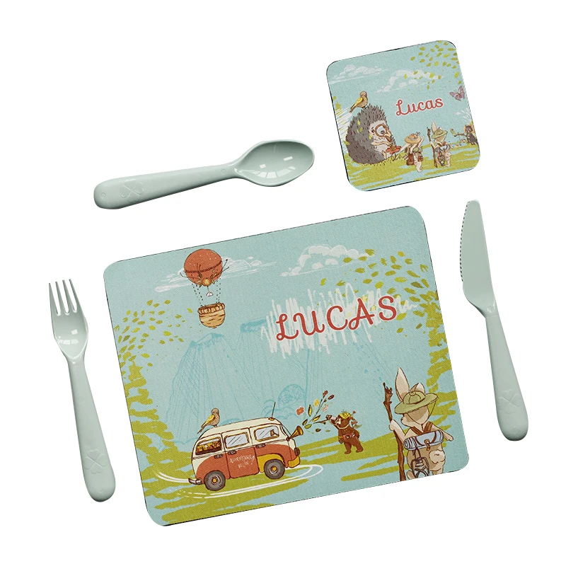 

Personalized Kids Birthday Party Decoration Children Table Placemat Cup Mat Cork Coaster Customized Print Any Name Picture