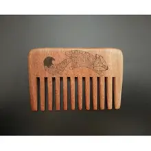Персиковый деревянный маленький мини карманный гребень с широкими зубами деревянный гребень для бороды