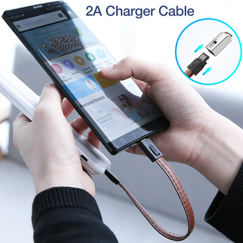 Быстрое зарядное устройство USB кабель для Xiaomi 8 7 6 кожаный мини брелок Быстрая