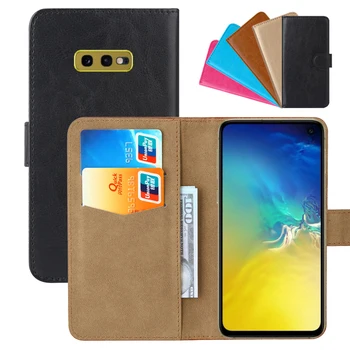 Перейти на Алиэкспресс и купить Роскошный чехол-кошелек для Samsung Galaxy S10e Exynos 9820 Snapdragon 855 из искусственной кожи в стиле ретро с откидной крышкой стильные магнитные чехлы с рем...