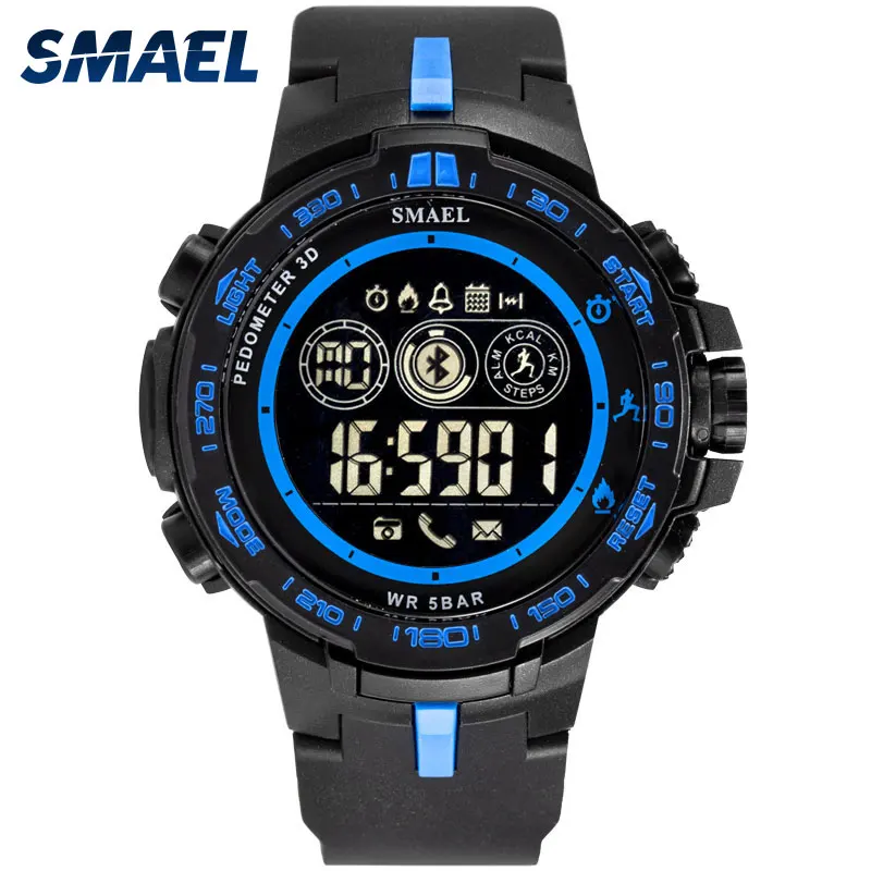 SMAEL цифровые часы 8012 Bluetooth мужские спортивные 50 м водонепроницаемые Смарт Relojes Hombre