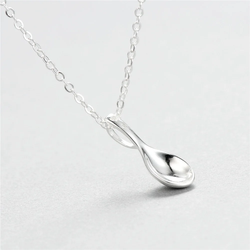 Romantic Hollow Heart Spoon women necklace100% 925 Sterling silver nacklace Jewellery Clavicle chain pendant charms