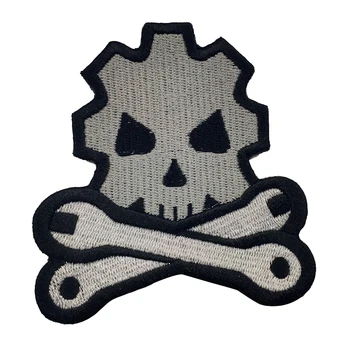 

Iron Patches For Clothing Death Mechanic Morale Embroidered Skull Patch Newest Custom Design Sticker Iron On Patches Clothes