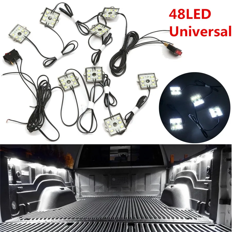 

Universal 8pc 48LED Truck Bed Blue Neon LED Lighting Light Kit Ultra White Waterproof High Power