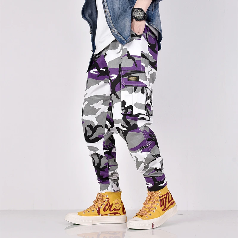 Camouflage Military Casual Pants Men Loose Fit Elastic Waist Slack Bottom Jogger Pants Fashion Stre