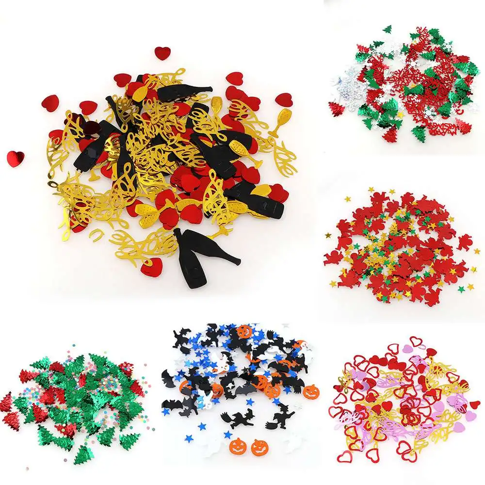 

15g Mix Size Mix Color Christmas Snowflake Tree Santa Claus Confetti Tinfoil Sequins Christmas Gift Table Decorations