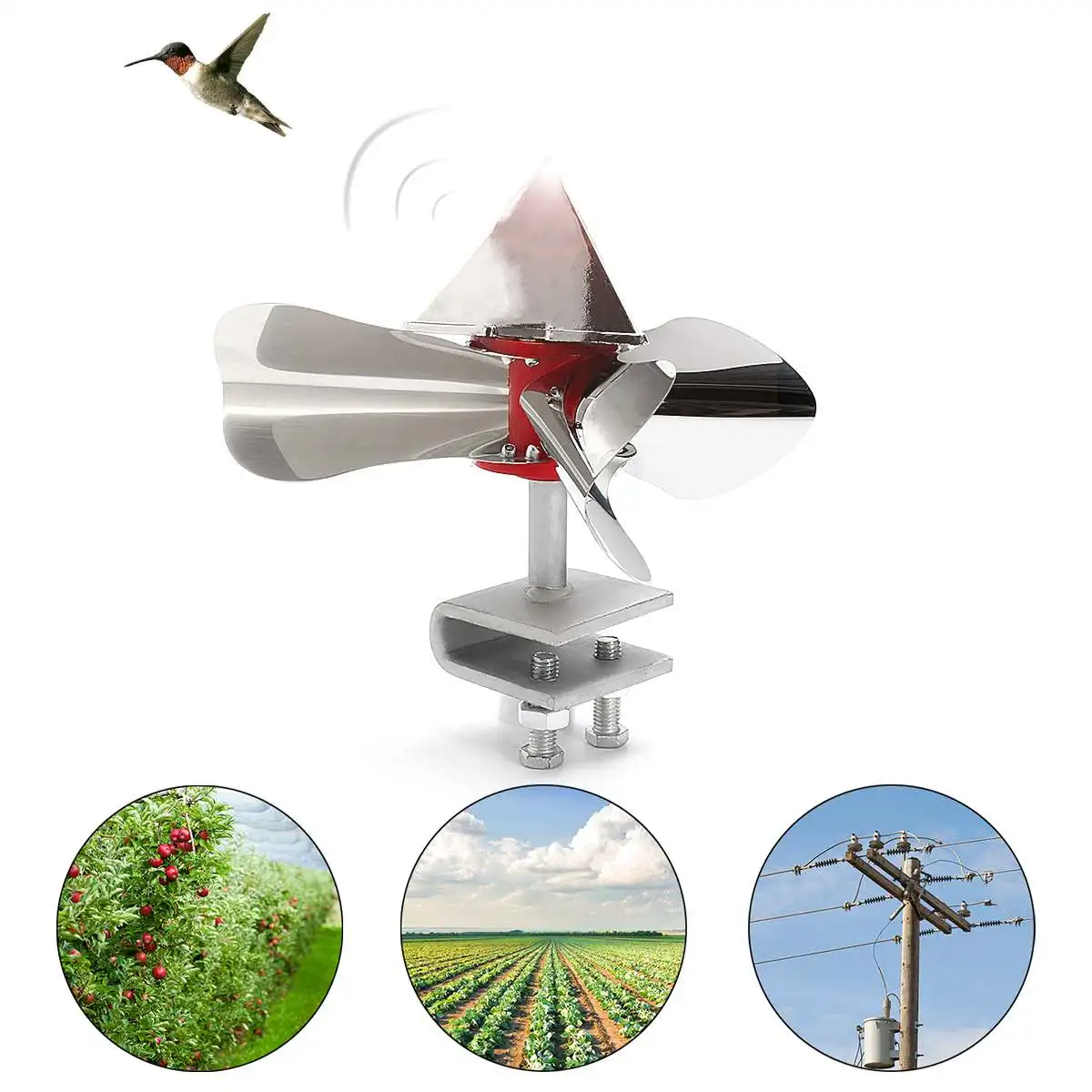 Ветряная сила птицы Scarer 360 градусов Светоотражающие Отпугиватели птиц манок Открытый из нержавеющей стали сад борьба с вредителями