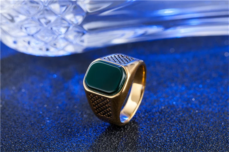 Натуральный квадратный черный/зеленый/камень: Красный Оникс мужское кольцо из нержавеющей стали золотистый/серебристый простой перстень крутые мужские ювелирные изделия