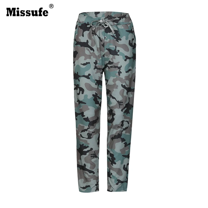 Missufe Camouflage Print Long Pant Women Pocket Bandage Full Length Trousers Female Sporwear Workout Loose Pants Retro 2019 Missufe Camouflage Print Long Pant Women Pocket Bandage Full Length Trousers Female Sporwear Workout Loose Pants Retro 2019