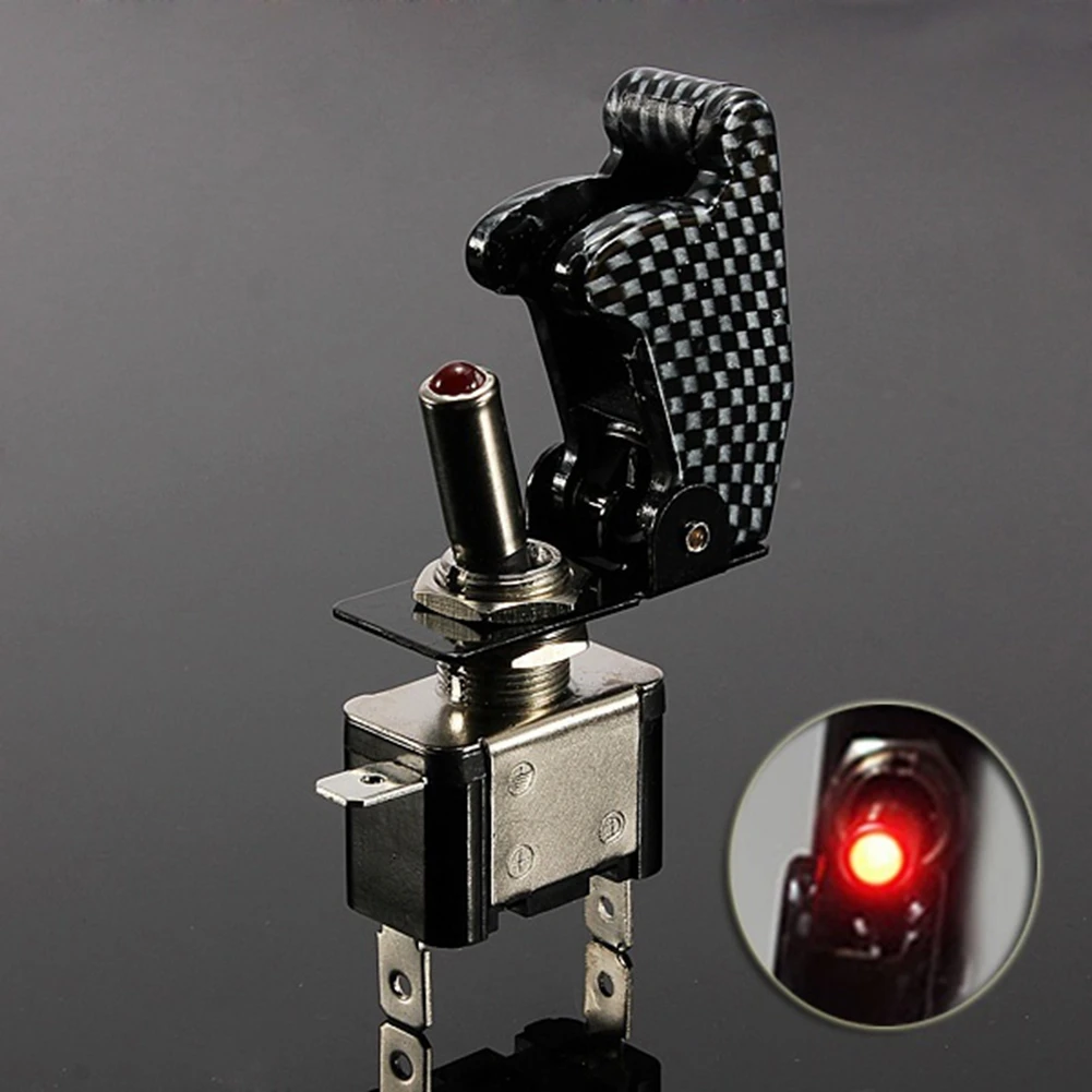 

New 12V 20A Red Illuminated LED Toggle Switch Control ON/OFF + Aircraft Missile Style Flip Up Cover