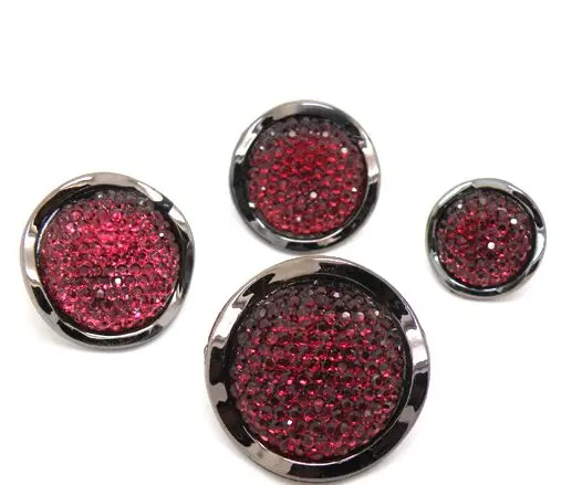 

Free shipping 15pcs/lot dark red Wavy edge button all over the sky star imitation diamond button 18 mm to 30 mm