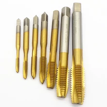 Fixmee 7pc máquina espiral ponto plug torneira hss titânio m3 m4 m5 m6 m8 m10 m12 reta flauta rosca métrica máquina torneiras