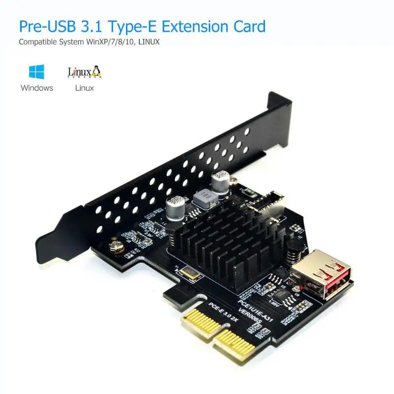 

PCI Express 2/4/8/16X Riser Card USB3.1 Type-E 20Pin Desktop Front Expansion Card USB 2.0 PCI-E 3.0 X2 Adapter for Desktop PC