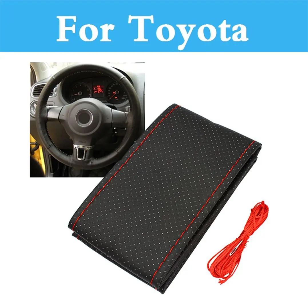 Diy чехол рулевого колеса автомобиля с иглы и Нитки Кожа для Toyota Previa Rav 4 Rush Sai Prius C