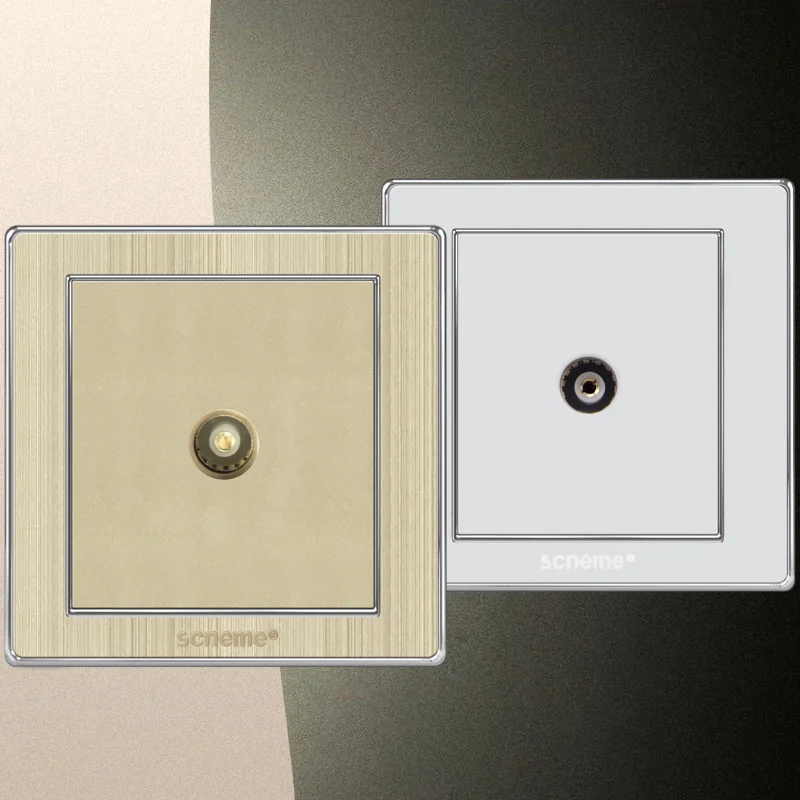

86 type TV socket White / gold(wire-drawing) panel electrical wall outlet Plug Port, Free shipping