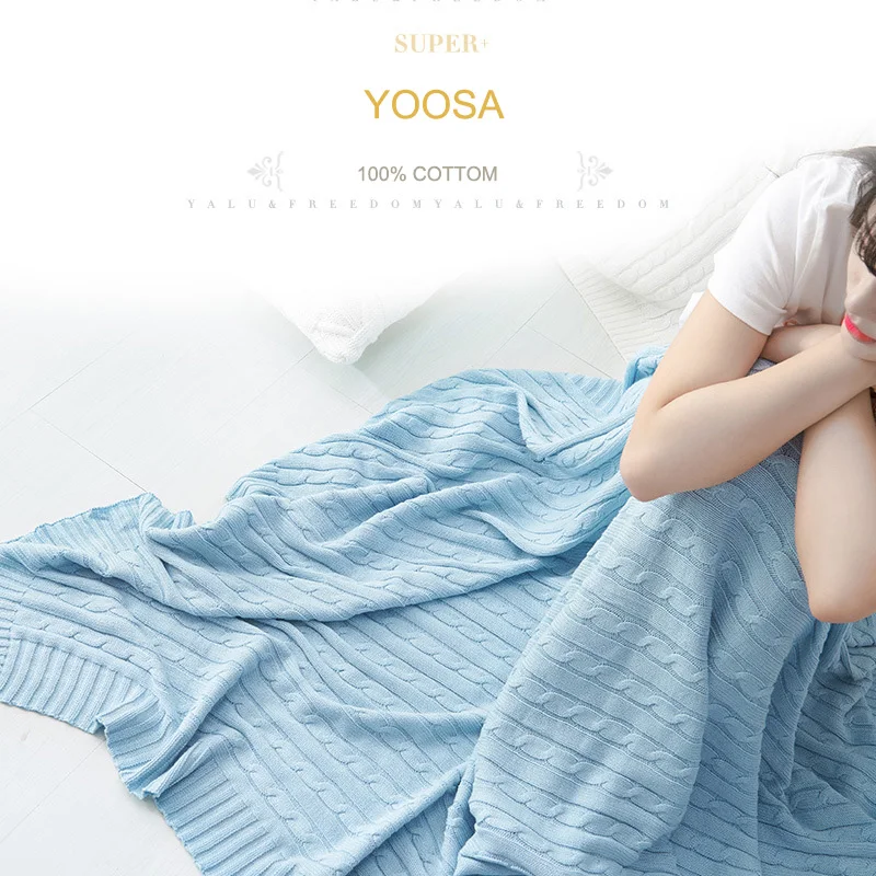 

YOOSA Cotton Nordic knitted blanket throw for twist kids children adult aged, sofa bedding office air conditioning nap blankets