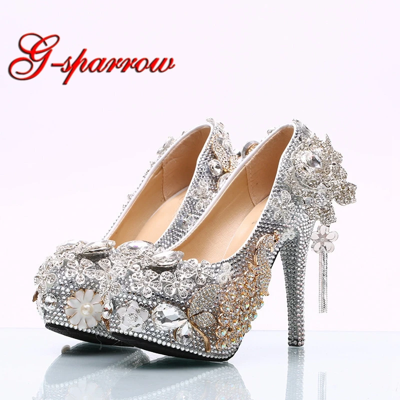 Gorgeous Silver Rhinestone Wedding Shoes Rose Flower Crystal Wedding Banquet Party Shoes Cinderella Prom Pumps Plus Size 12 Gorgeous Silver Rhinestone Wedding Shoes Rose Flower Crystal Wedding Banquet Party Shoes Cinderella Prom Pumps Plus Size 12