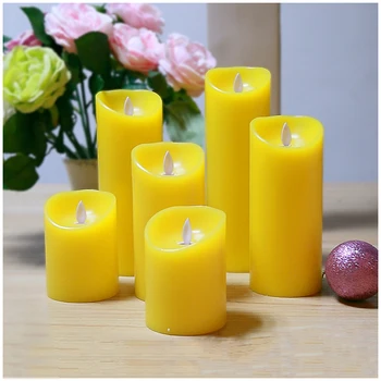 

7.5cmX 20cm Light Yellow Indoor & Outdoor Weatherproof Flameless Candle LED Candle Battery Operated CandleFestive Party Supply