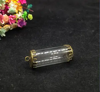 

20sets/lot 28*12mm empty one side open tube glass globe findings set glass bottle glass vail pandent fashion jewelry glass dome