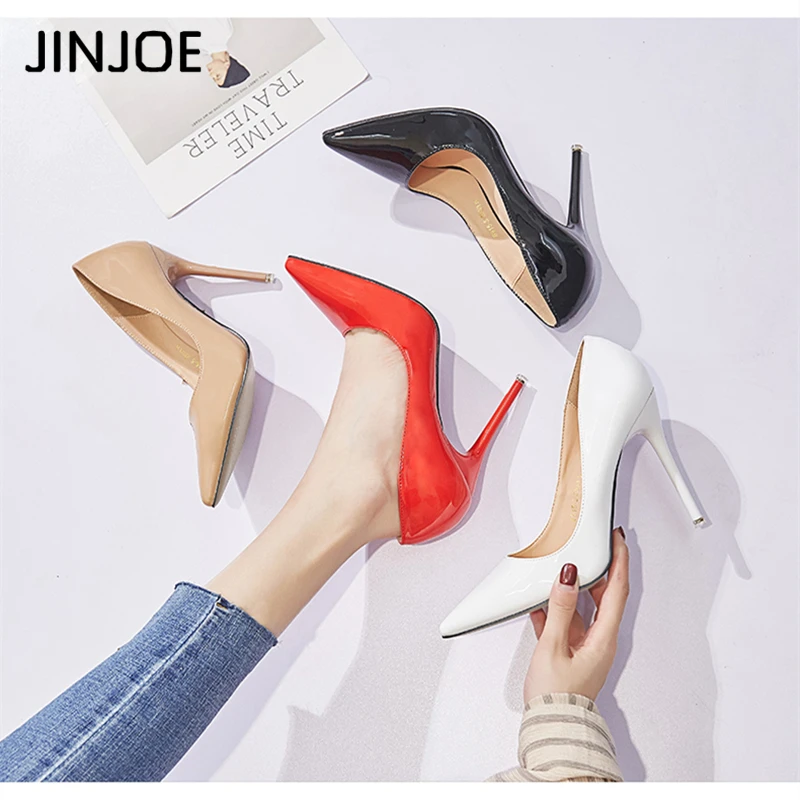 JINJOE/Женская обувь пикантные вечерние туфли на шпильке из мягкой кожи модные