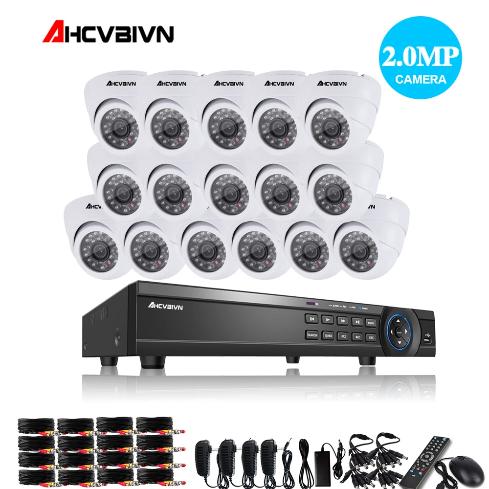 16CH AHD DVR система комплект с 2MP 1080P купольная AHD камера полный обзор 16 каналов CCTV система безопасности instal внутренний коридор