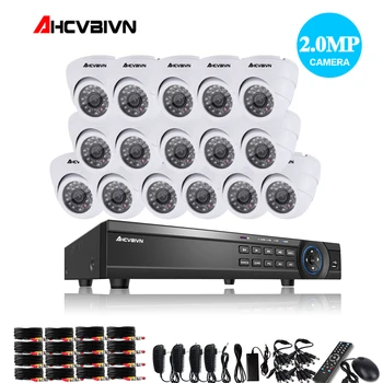 

16CH AHD DVR System Kit With 2MP 1080P Security Dome AHD Camera Full View 16 Channel CCTV Security System instal Indoor corridor