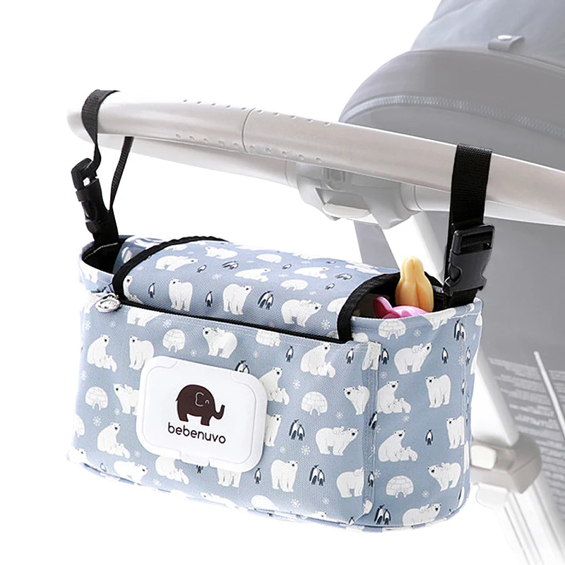 KIDSRUN Baby Stroller Bag Portable Diaper Cup Holder Printing Mummy Baby Bags Carriage Pram