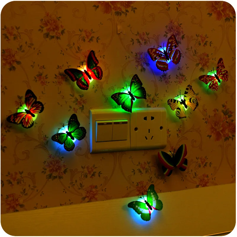 5 шт. самоклеящийся декоративный Ночной светильник в форме бабочки, настенный светильник, детский прикроватный светильник, Домашний Светильник, домашний декор